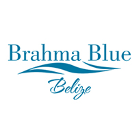 A blue and white logo of brahma blue belize
