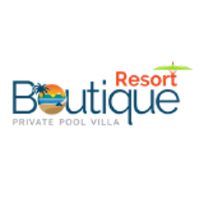 A resort logo with the name of the resort and its address.