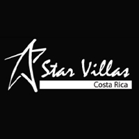 A black and white logo of star villas