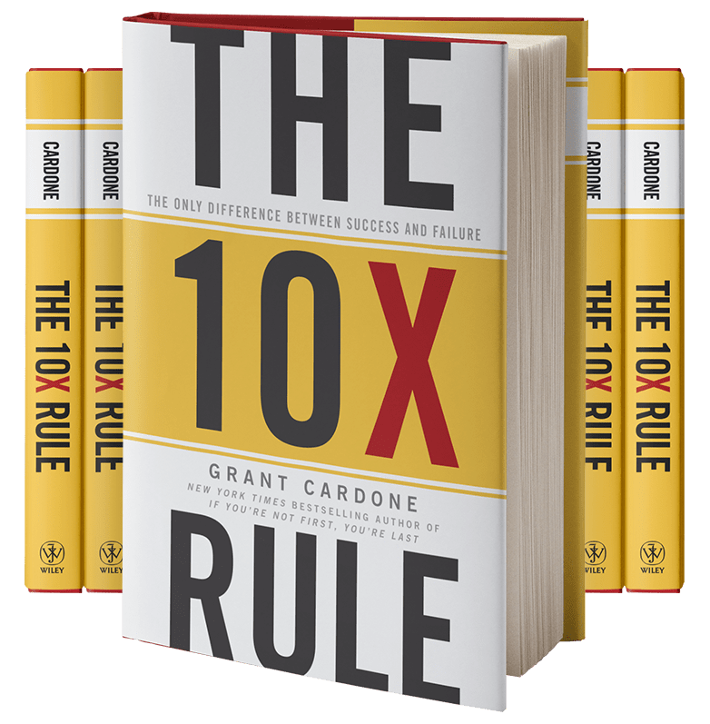 A stack of books with the words " the 1 0 x rule ".