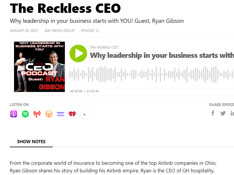 A radio interview with ryan gibson about his business